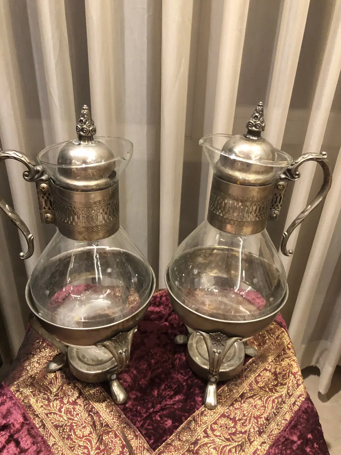 یک جفت قوری وارمردار قدیمی پیرکس دار سیلور پلیت|کلکسیون اشیاء عتیقه|تهران, الهیه|دیوار