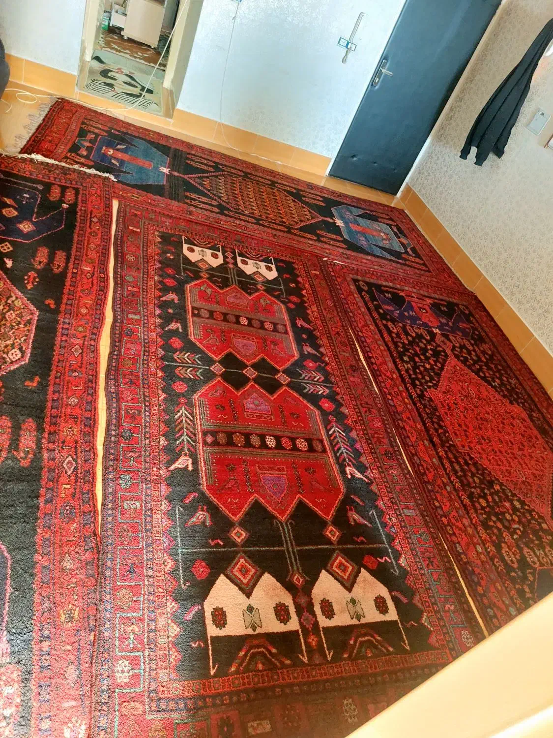 قالی دست بافت قدیمی|فرش|سنندج, |دیوار