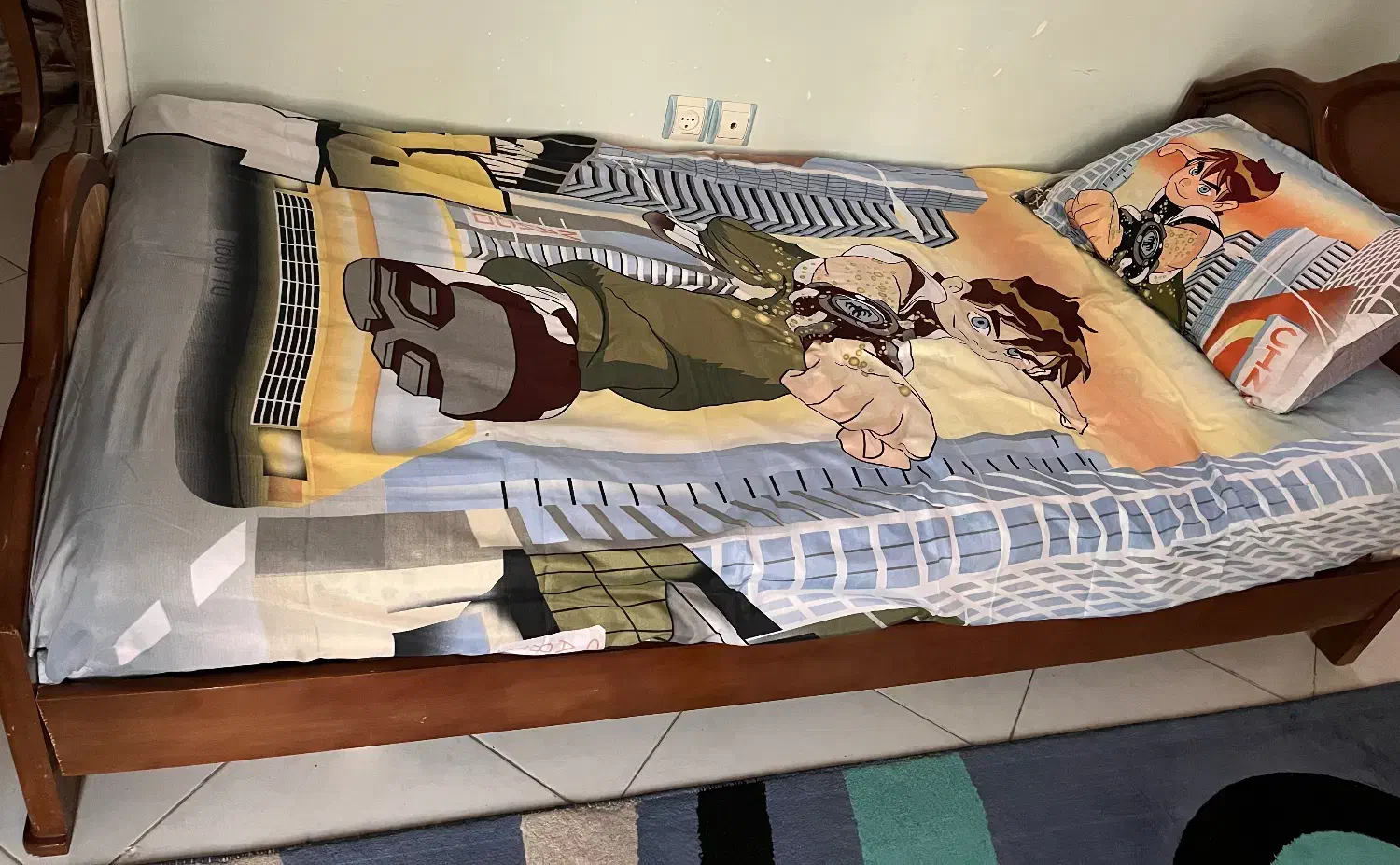 تخت یک نفره تمام چوب|تخت و سرویس خواب|سمنان, |دیوار