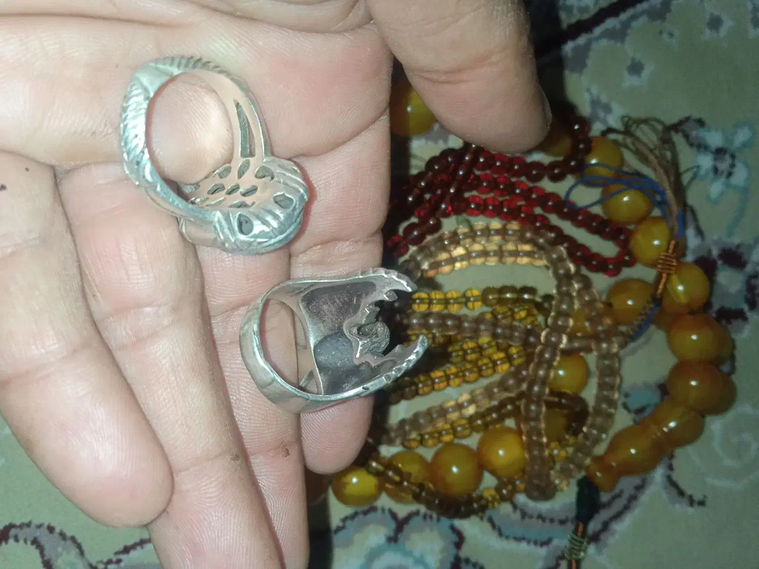 انگشتر نقره و تسبیح سندلوس|جواهرات|مرودشت, ژیان|دیوار