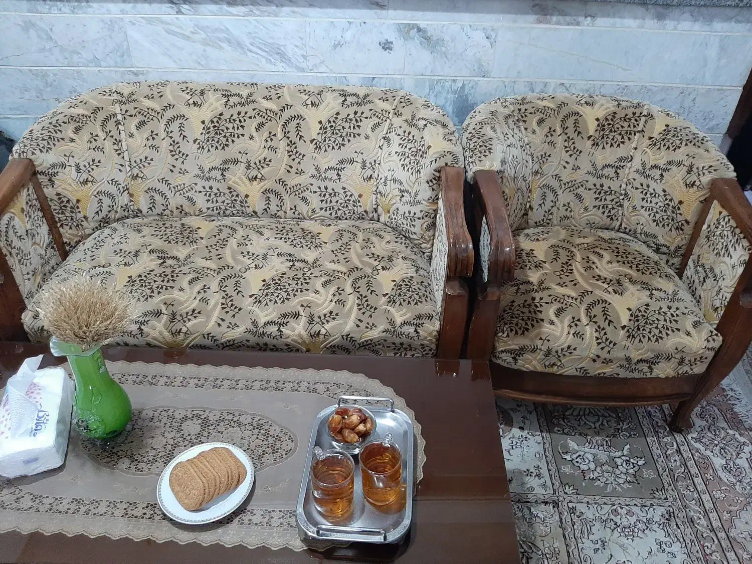 مبل ۸ نفره تمام چوب راش|مبلمان خانگی و میز عسلی|گلپایگان, |دیوار