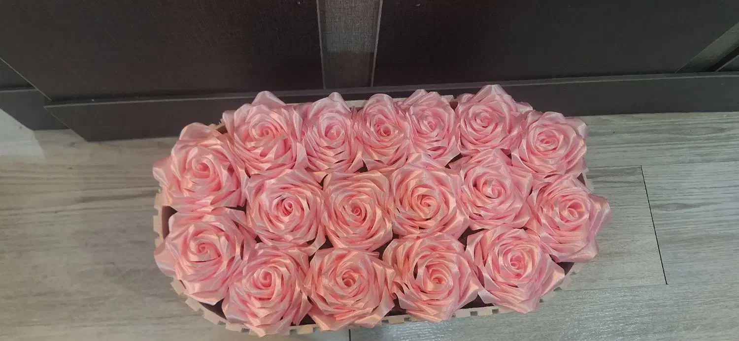 گل روبانی صورتی نو ۱۷ شاخه با باکس|گل مصنوعی|فولادشهر, C1|دیوار