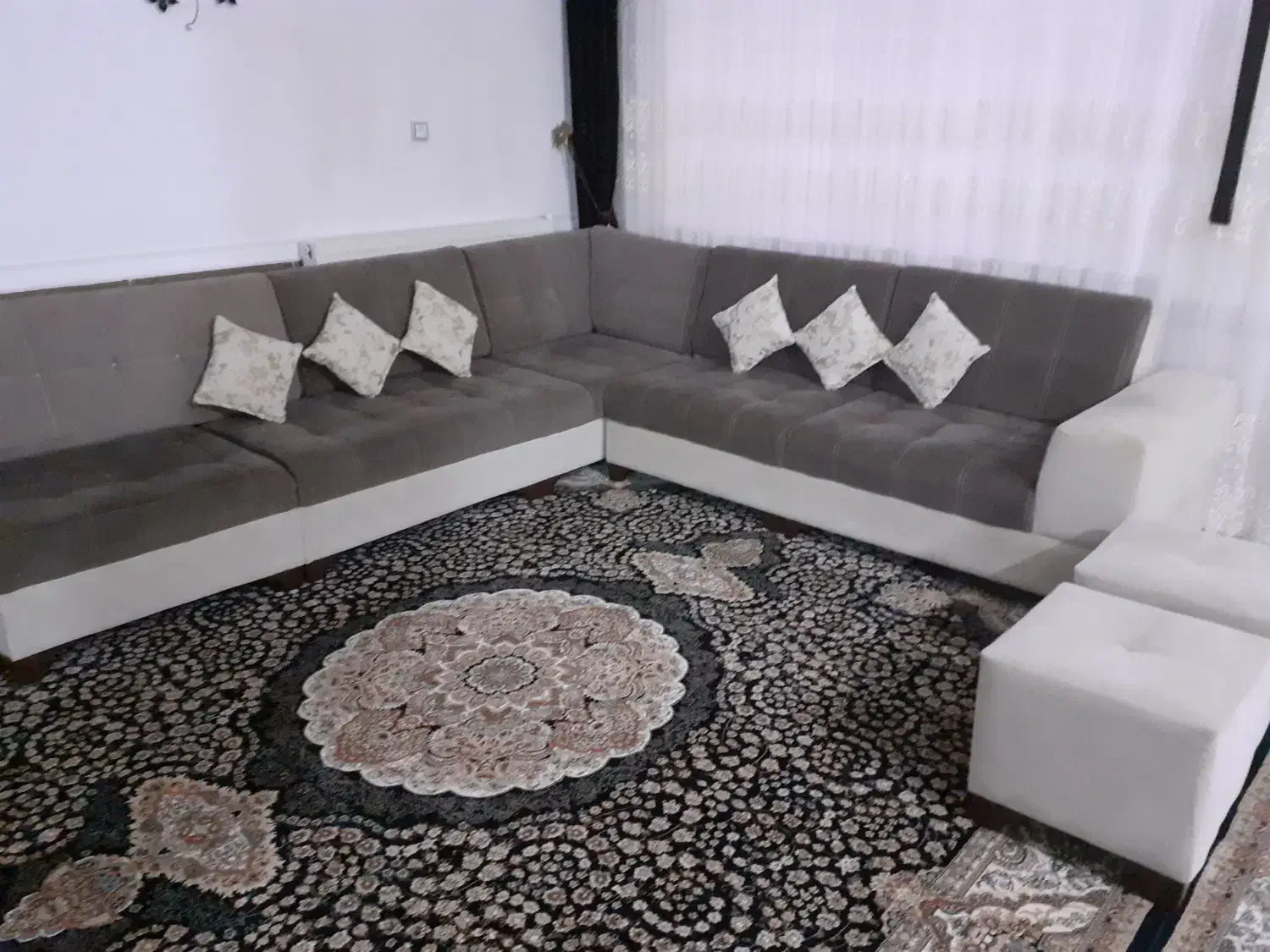 یک سرویس مبل ال هفت نفره سالم بدون پاره گی|مبلمان خانگی و میز عسلی|لالجین, |دیوار