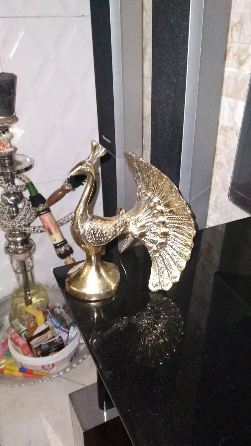 مجسمه گوزن و طاووس برنز|مجسمه، تندیس، ماکت|ری, دیلمان|دیوار