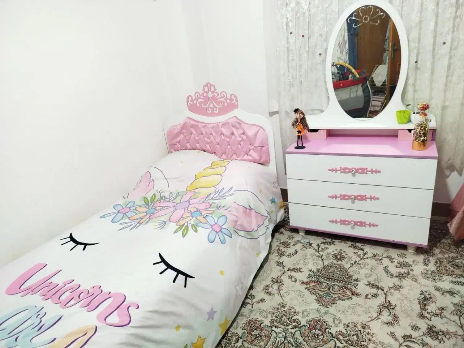 سرویس خواب دخترانه آپادانا|تخت و سرویس خواب|بهشهر, |دیوار