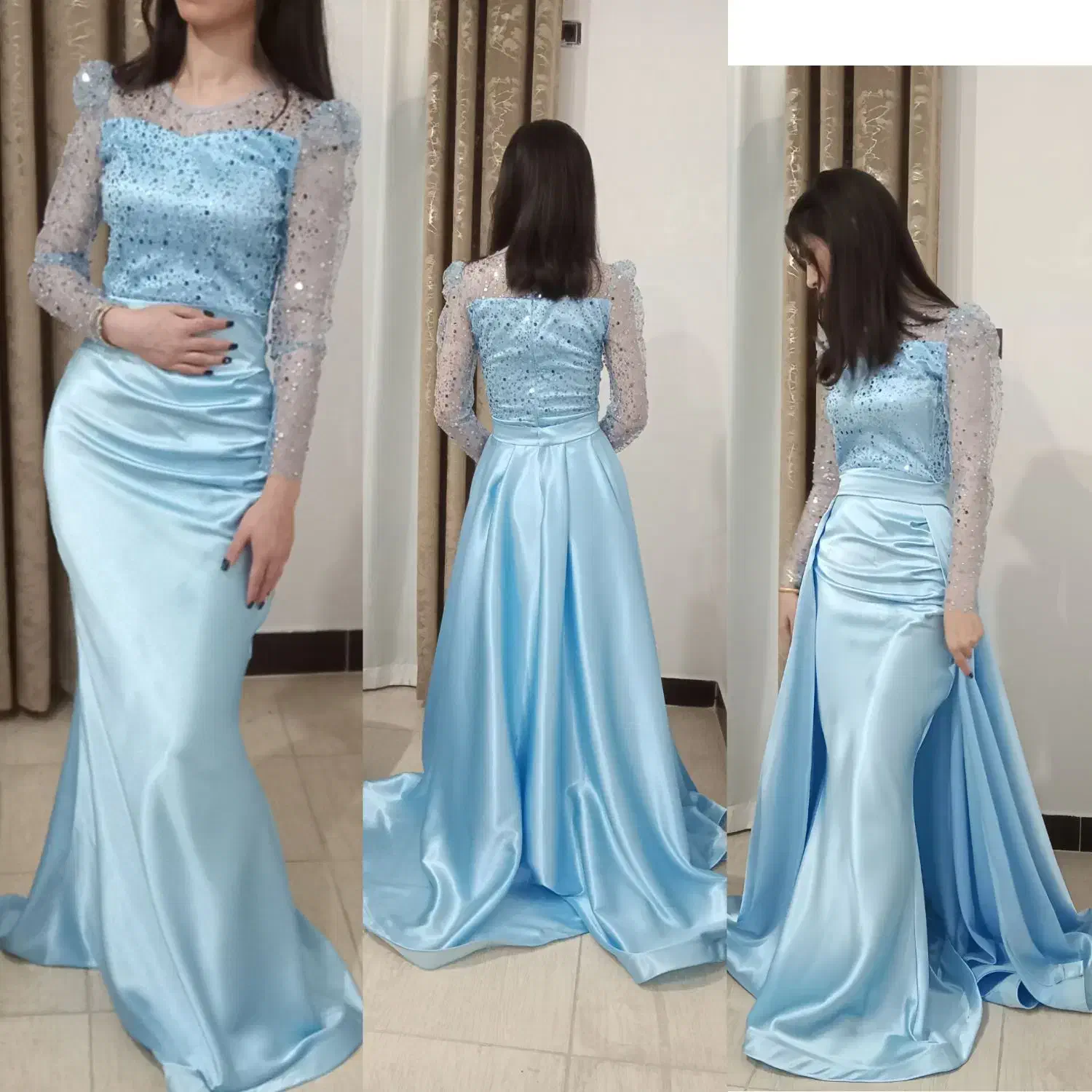 لباس مجلسی دوتیکه آبی آسمانی|لباس|رشت, آتشگاه|دیوار