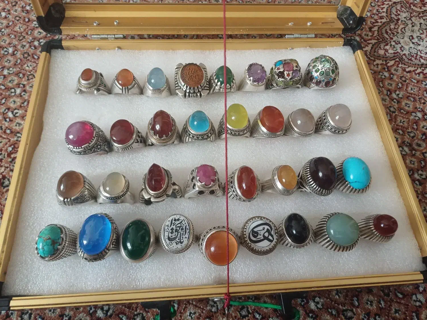 انگشتر نقره عقیق شجر فیروزه یاقوت|جواهرات|ارومیه, |دیوار