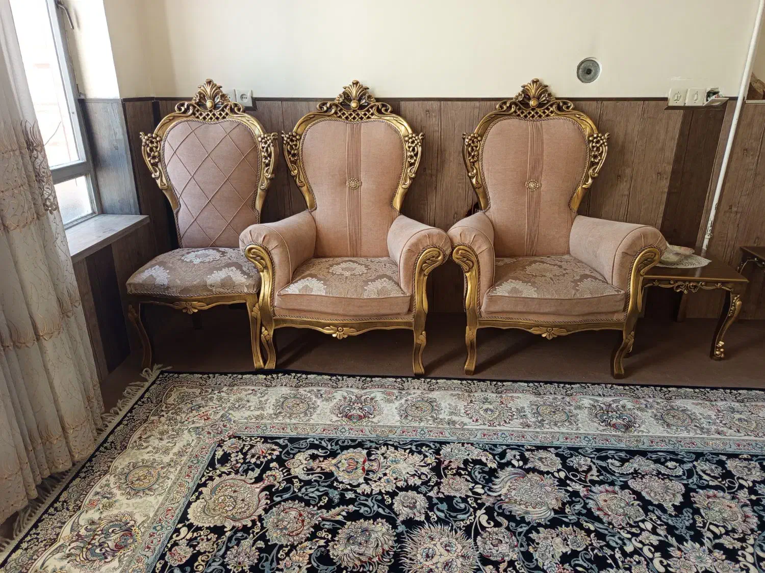 مبلمان سلطنی چوب راش 9نفره|مبلمان خانگی و میز عسلی|اردکان, |دیوار