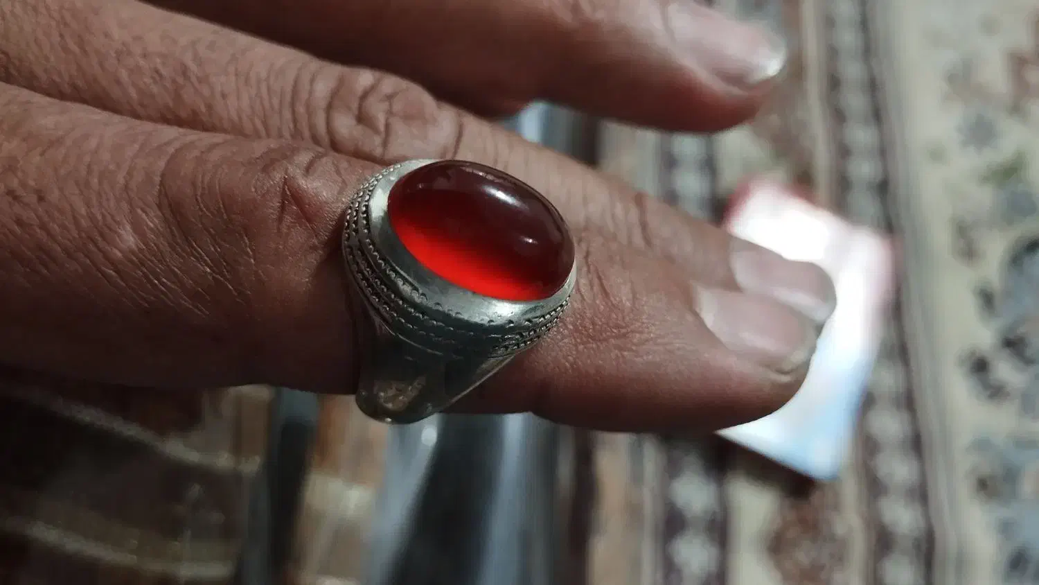 انگشتر نقره عقیق|کلکسیون اشیاء عتیقه|خمینیشهر, |دیوار