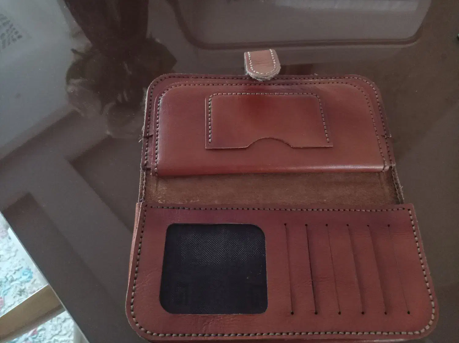 فروش کیف پول سه لت موبایلی دست دوز و چرم طبیعی|کیف، کفش، کمربند|الوند, |دیوار