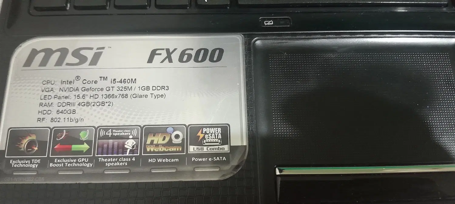 MSI FX600 core i5 Gt325M|رایانه همراه|تهران, هاشمی|دیوار
