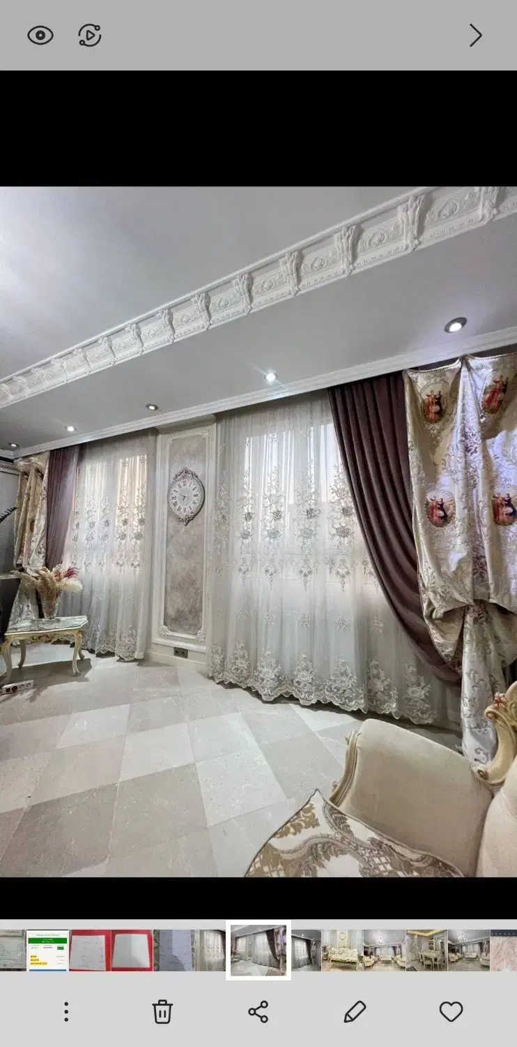 پرده با حریر و قاب در حد نو|پرده، رانر، رومیزی|تهران, نیروی هوایی (پیروزی)|دیوار