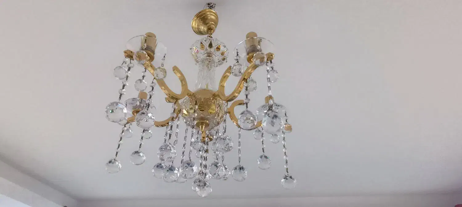 لوستر طلایی ۵ شاخه|لوستر و چراغ آویز|تهران, ستارخان|دیوار