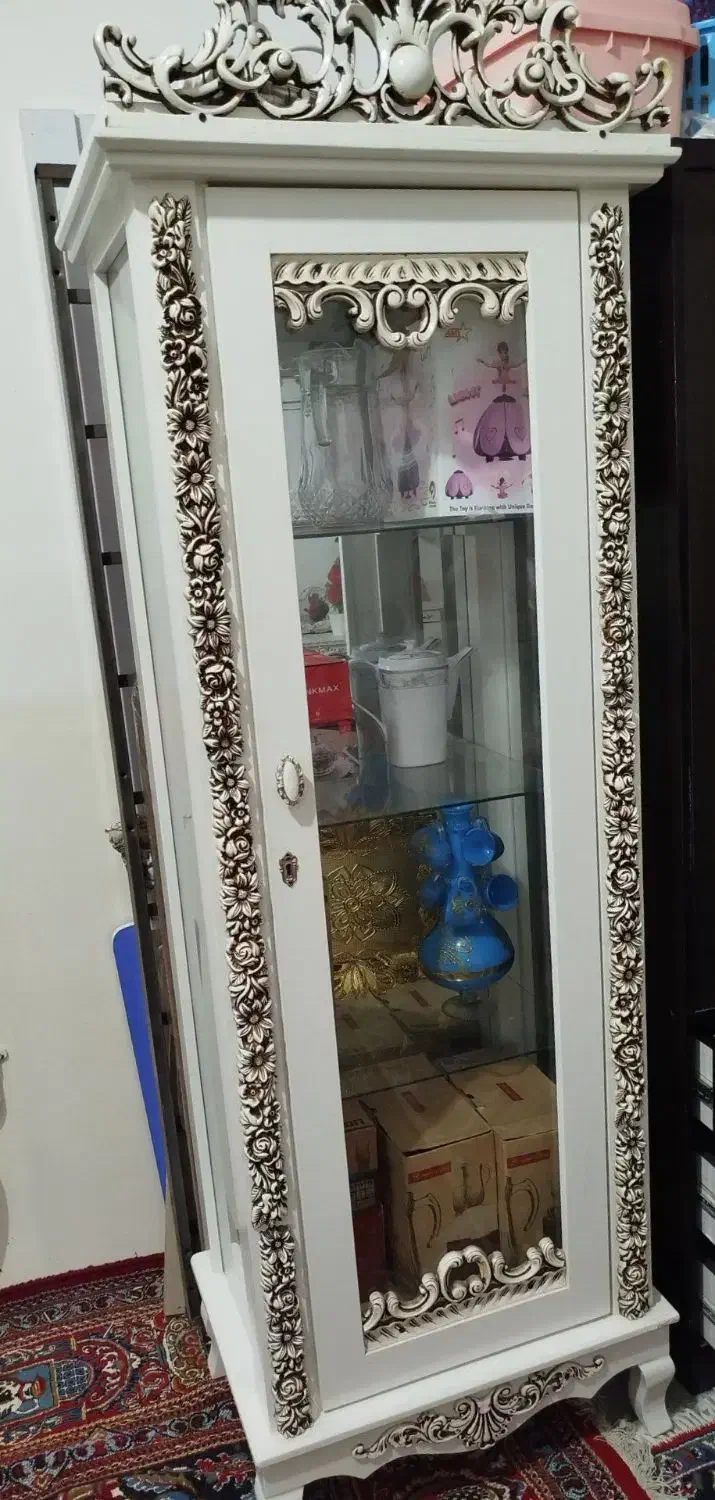 بوفه شیشه ای منبت کاری شده|بوفه، ویترین، کنسول|نهاوند, |دیوار