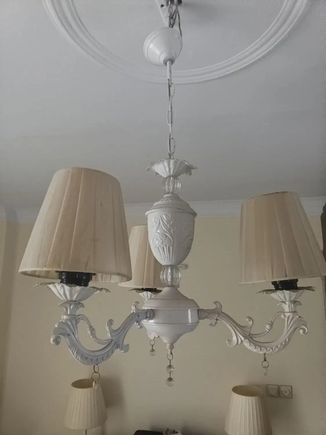 لوستر سه شاخه با دوعدد آباژور ست|لوستر و چراغ آویز|تهران, شیوا|دیوار