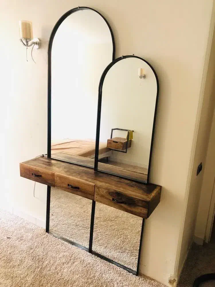 آینه کنسول روستیک چوبی|بوفه، ویترین، کنسول|مشکیندشت, |دیوار