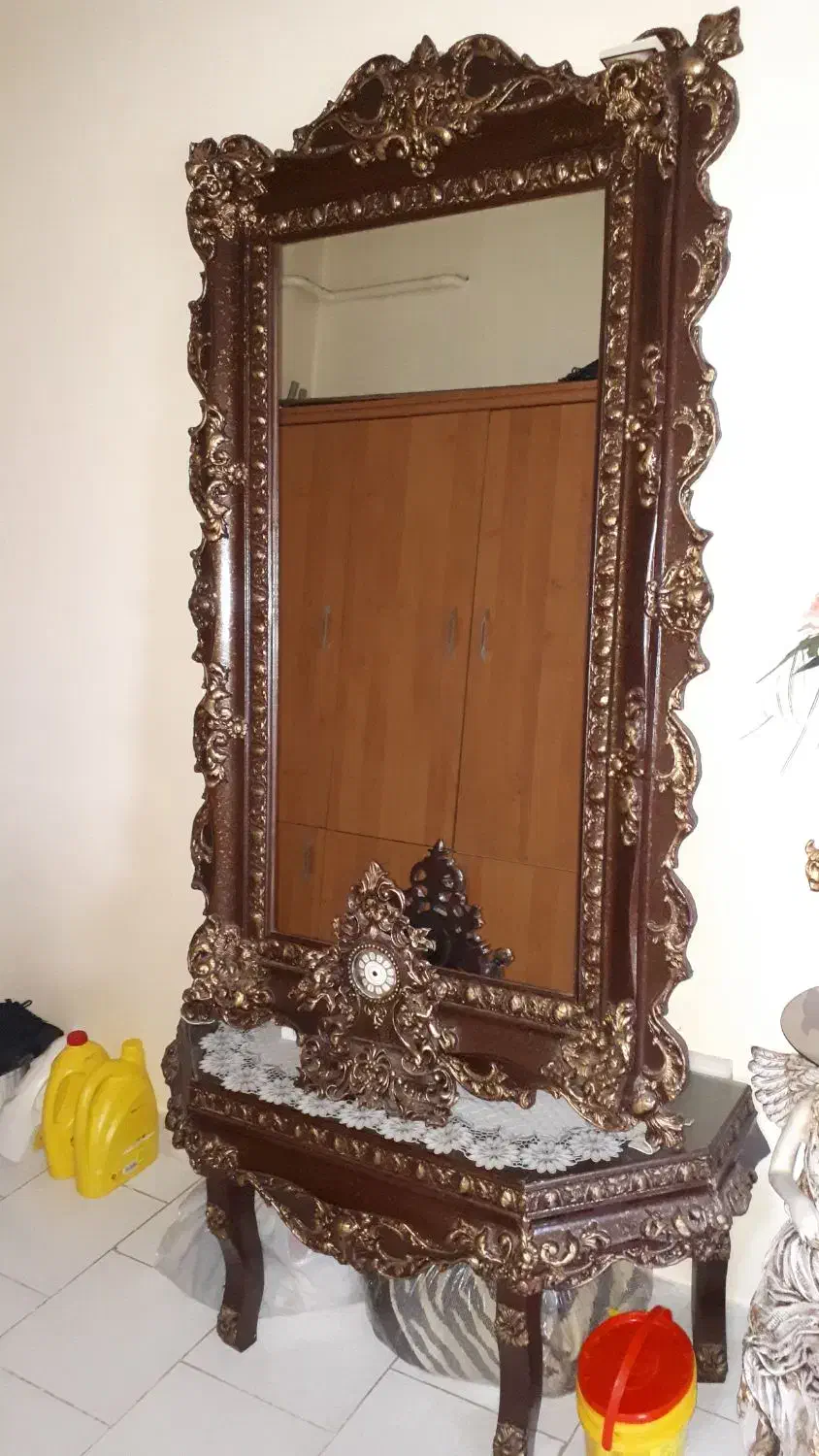 آیینه و کنسول چوبی|بوفه، ویترین، کنسول|تبریز, |دیوار