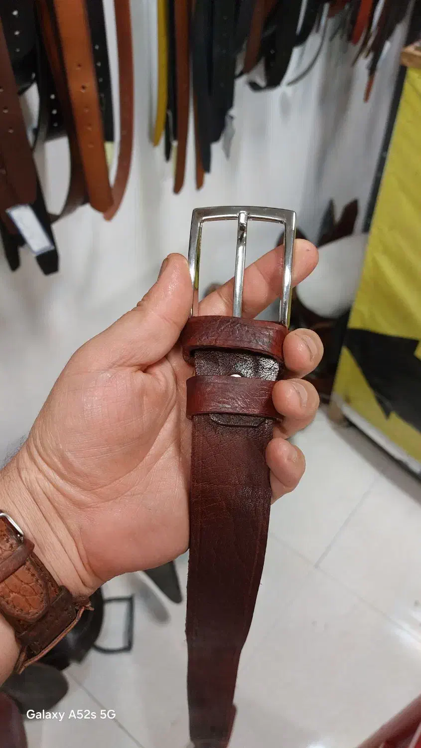 کمربند چرم گاو میش اصلی و سنتی کار دست|کیف، کفش، کمربند|کرمانشاه, |دیوار