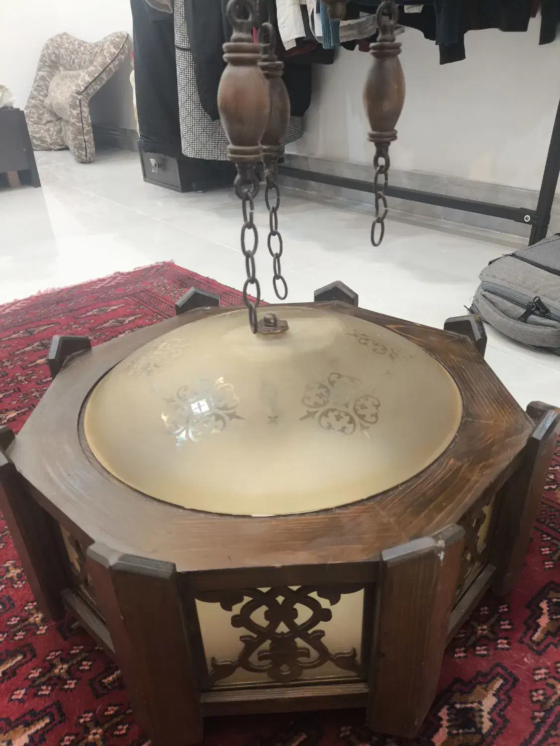 فروش لوستر چوبی سالم|لوستر و چراغ آویز|قائم‌شهر, |دیوار