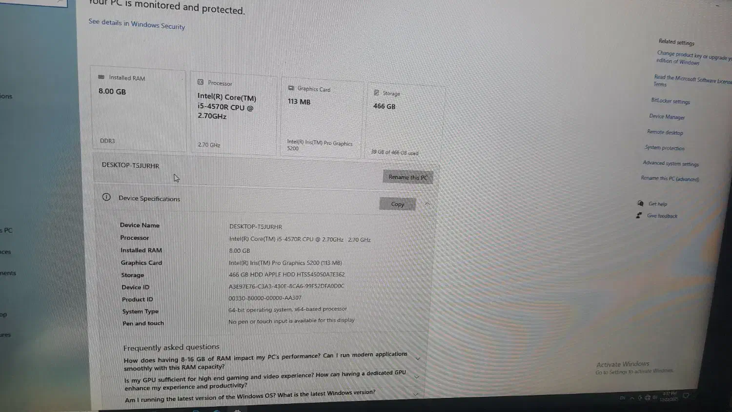 imac اپل 22 اینچ 4k|رایانه رومیزی|رشت, نظری|دیوار