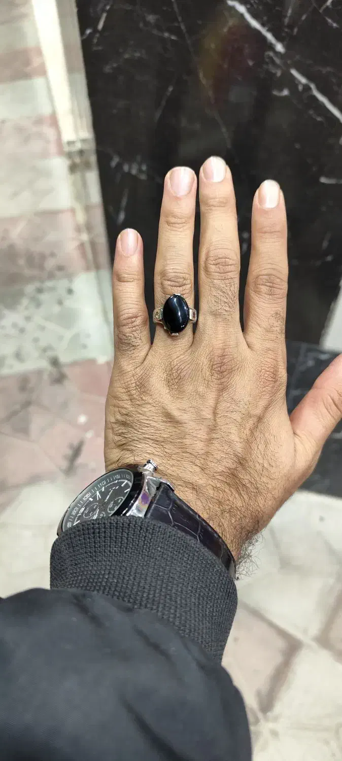 انگشتر نقره دستساز عقیق سیاه(اونیکس)|جواهرات|اصفهان, شفق|دیوار