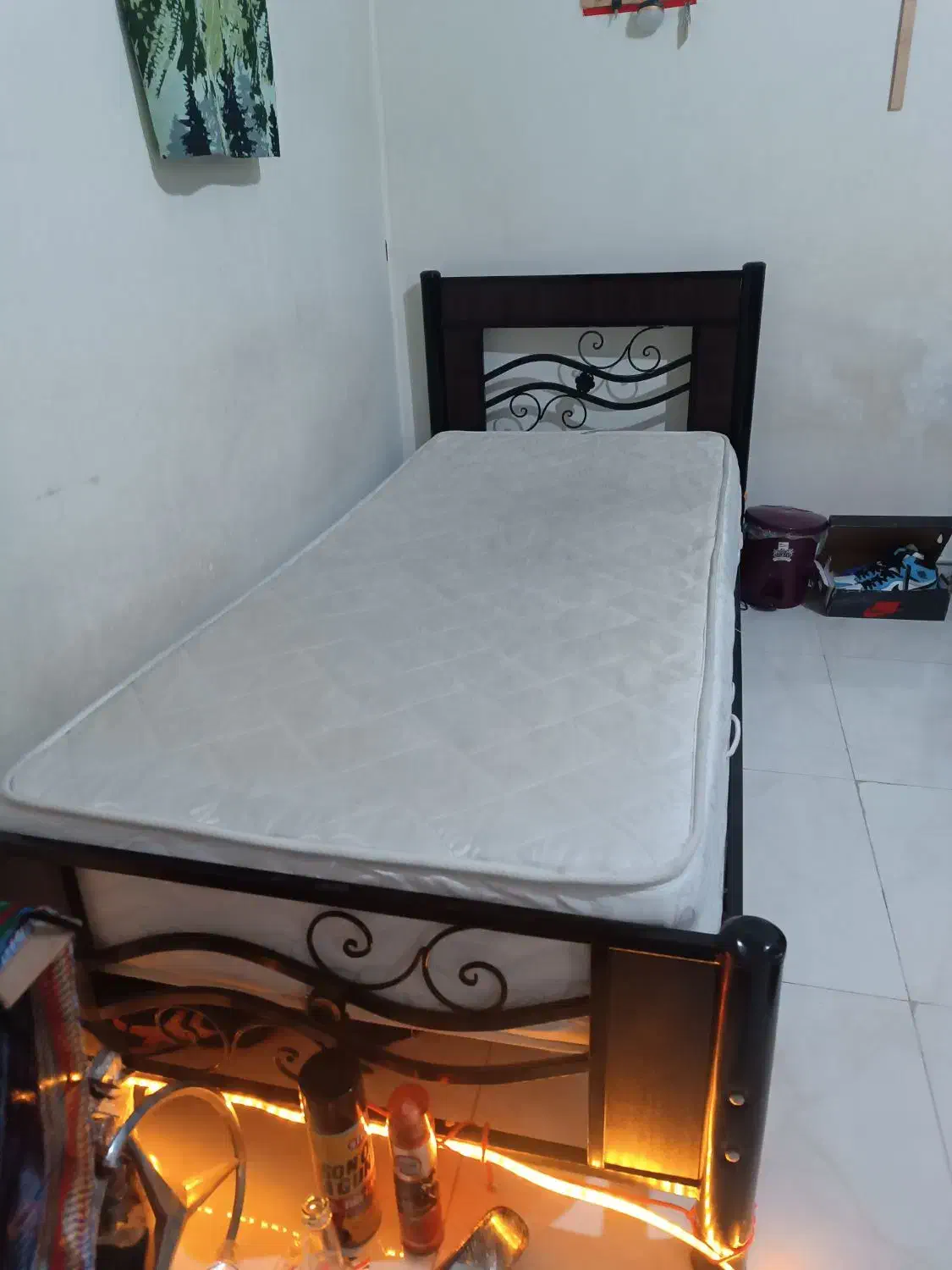 تخت یک نفره فلزی وام دی اف|تخت و سرویس خواب|دماوند, دماوند|دیوار
