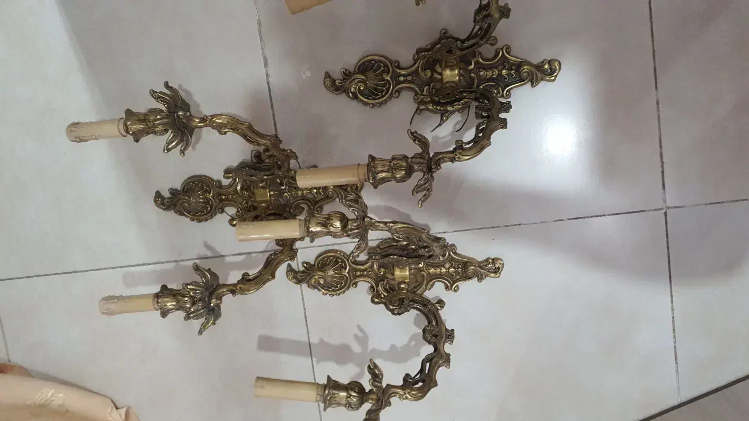 دیوار کوب برنز قدیمی ۳ تعداد|لوستر و چراغ آویز|تهران, کیانشهر|دیوار