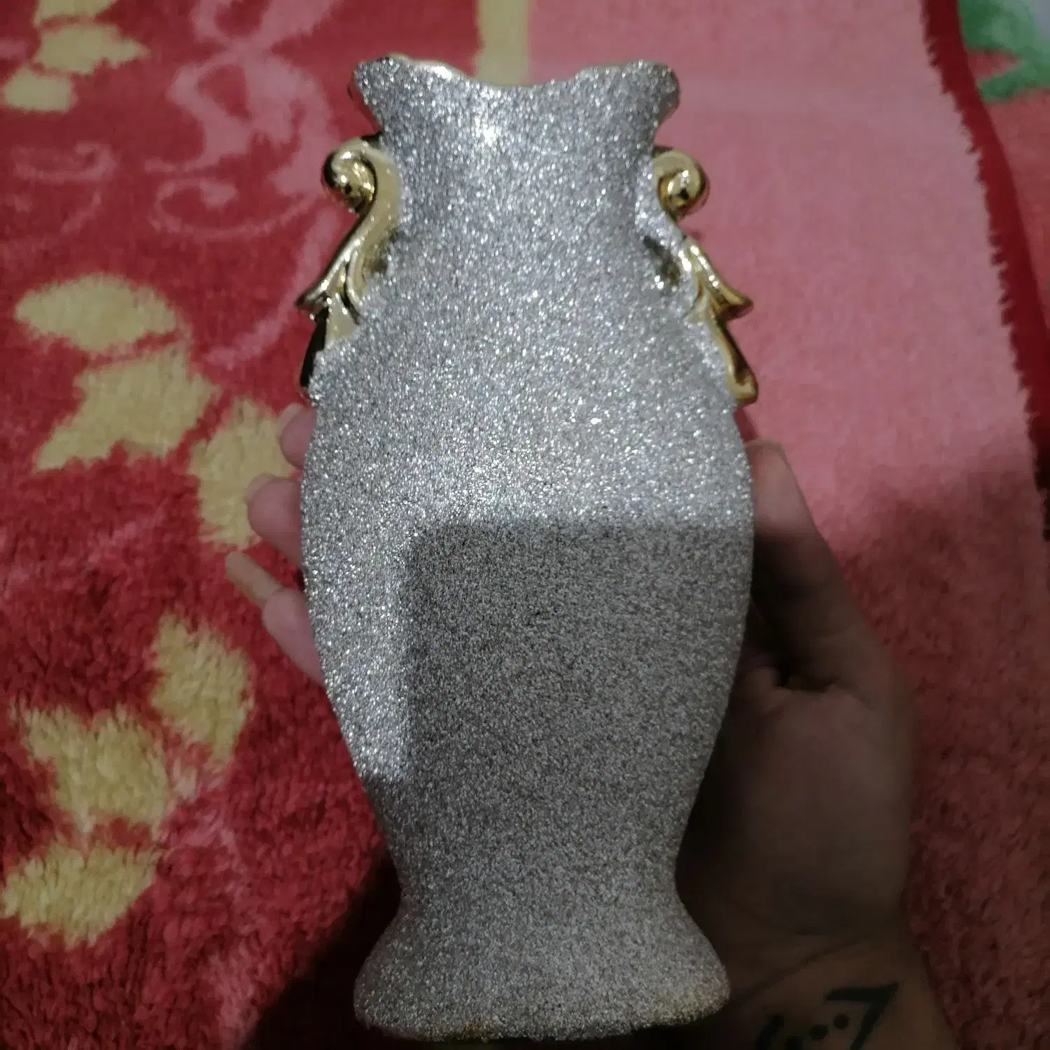 گلدان سرامیکی طرح اکلیلی نقره ای|صنایع دستی و سایر لوازم تزئینی|زرند, |دیوار