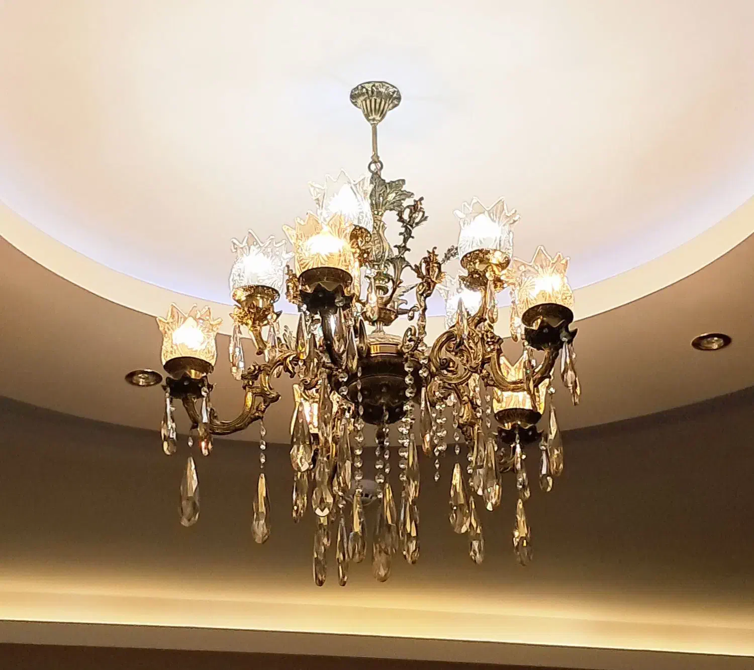 لوستر برنز ده شاخه|لوستر و چراغ آویز|اردبیل, |دیوار