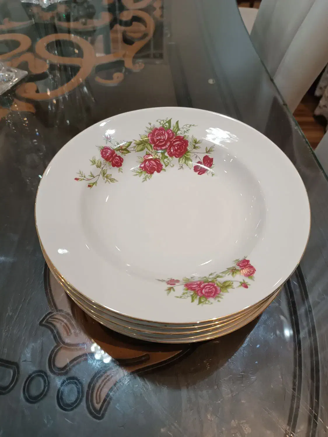 یکدست 6تایی بشقاب گود گلسرخی|ظروف سرو و پذیرایی|رشت, گلسار|دیوار