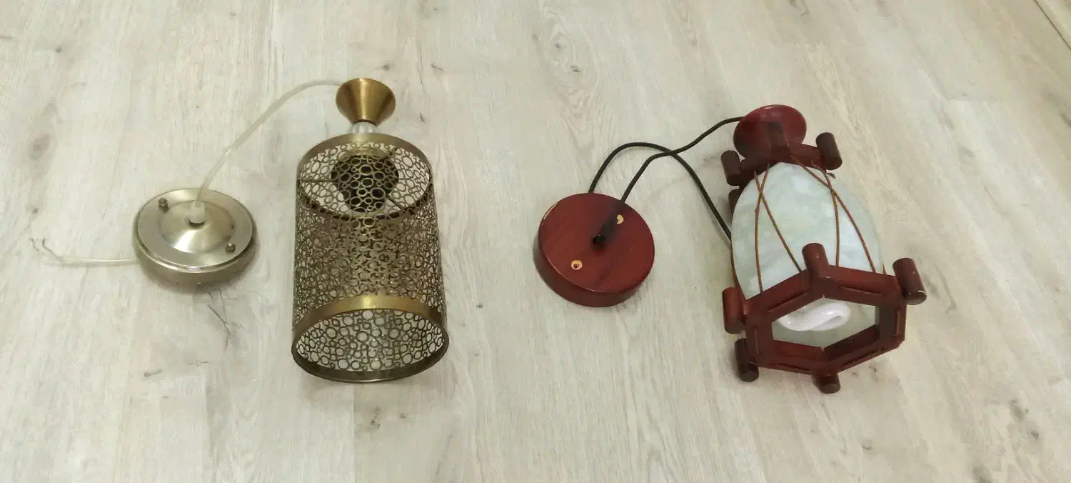 لوستر تک شاخه سقفی ( دو عدد) در حد نو|لوستر و چراغ آویز|تبریز, |دیوار