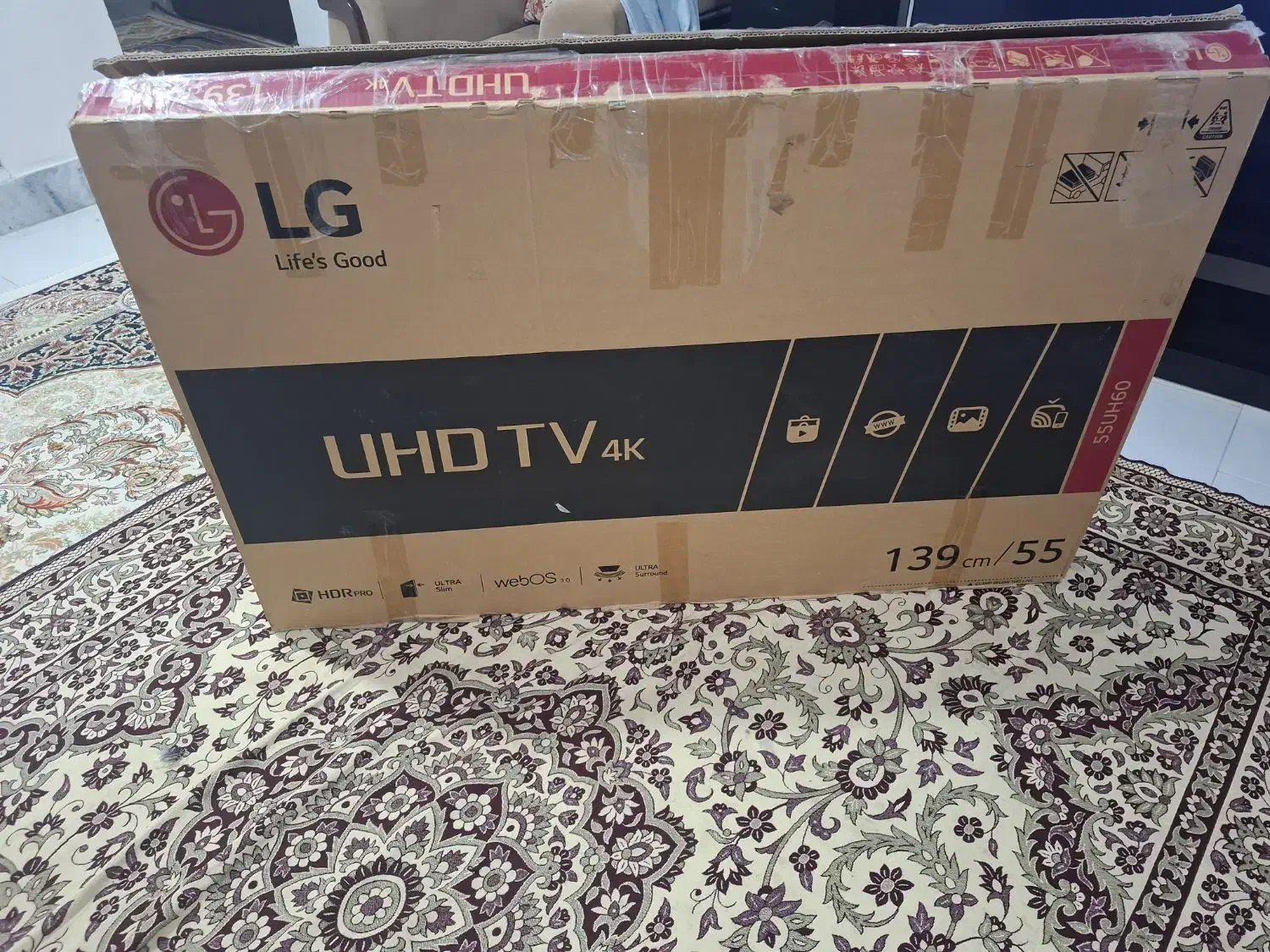 کارتن تلویزیون الجی ۵۵ اینچ|تلویزیون و پروژکتور|گنبد کاووس, |دیوار