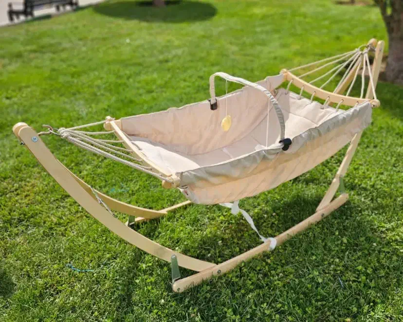 گهواره ننو نوزاد چوبی تاشو|اسباب و اثاث بچه|کیش, |دیوار