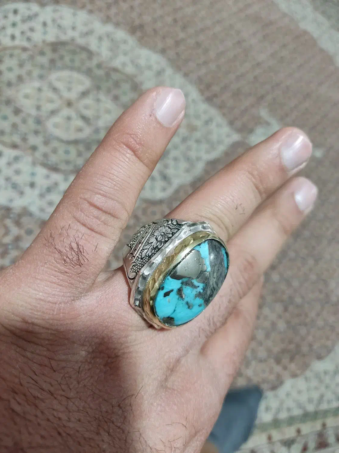 انگشتر فیروزه رکاب قلم زنی (معاوضه هم داریم )|جواهرات|ارومیه, |دیوار