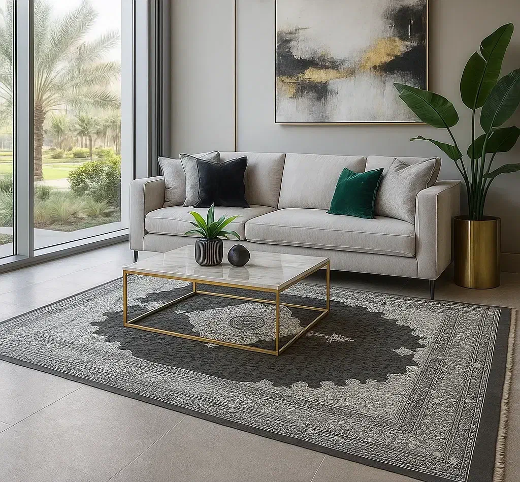 فرش ماشینی کاشان ترنج مشکی نقرهای۱/۵و۴و۶و۹و۱۲متری|فرش|تهران, بازار|دیوار