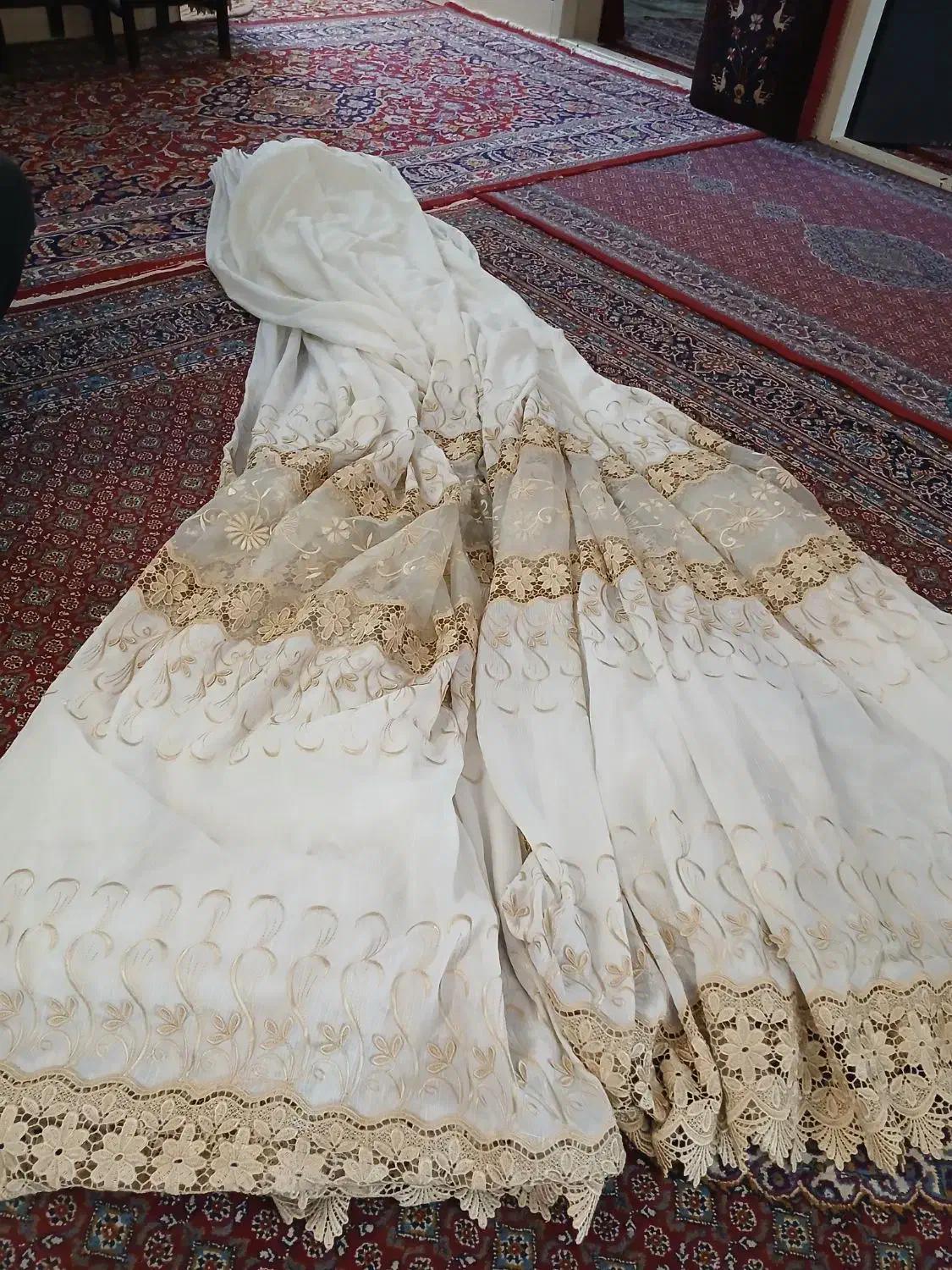 پرده کتون و گیپور تمیز ۱۸ متر و پرده ۱۵ متری  نونو|پرده، رانر، رومیزی|گناباد, |دیوار