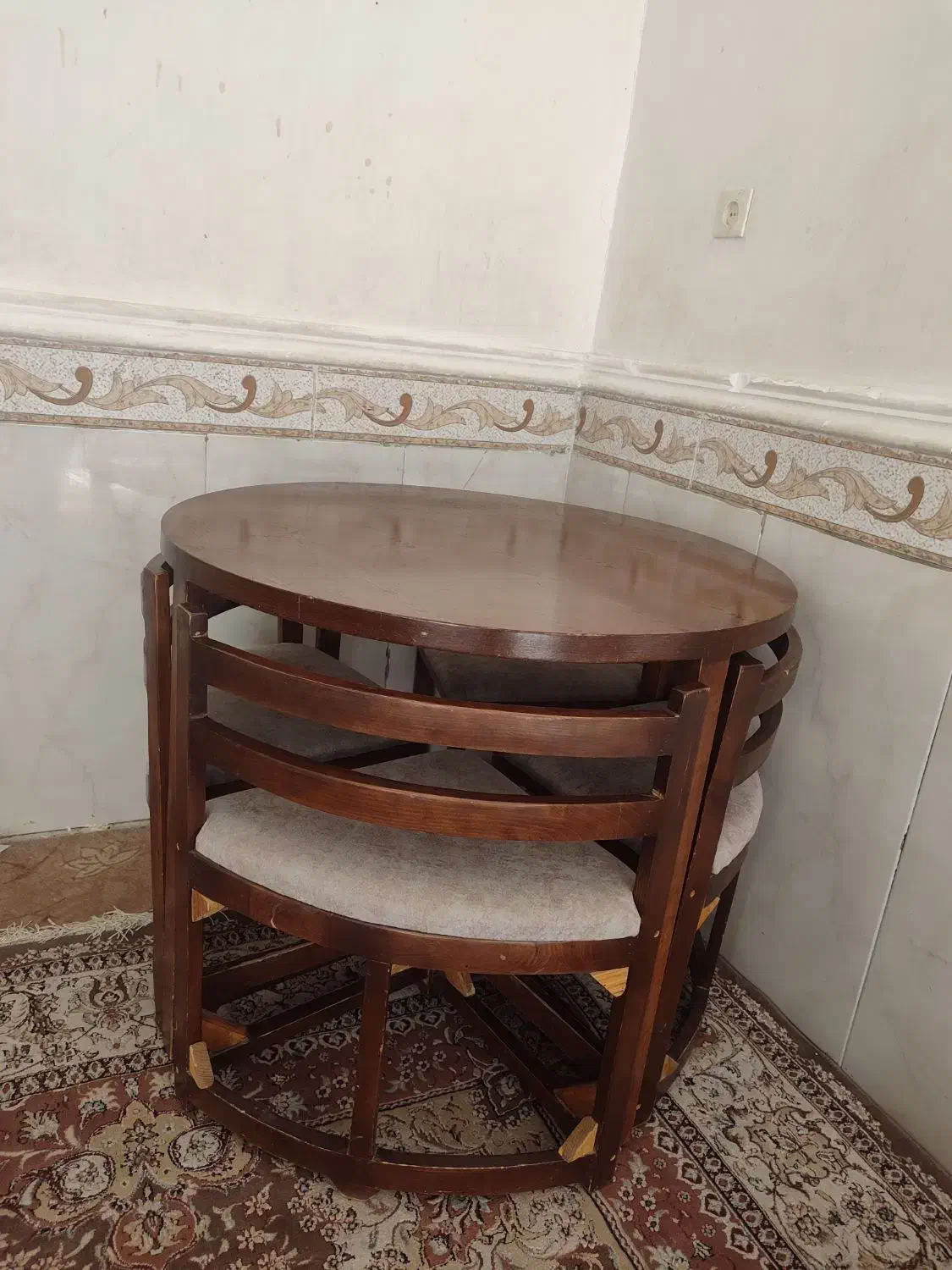 میزصندلی ناهار خوری چوبی چهارنفر،، خورموج|میز و صندلی غذاخوری|خورموج, |دیوار