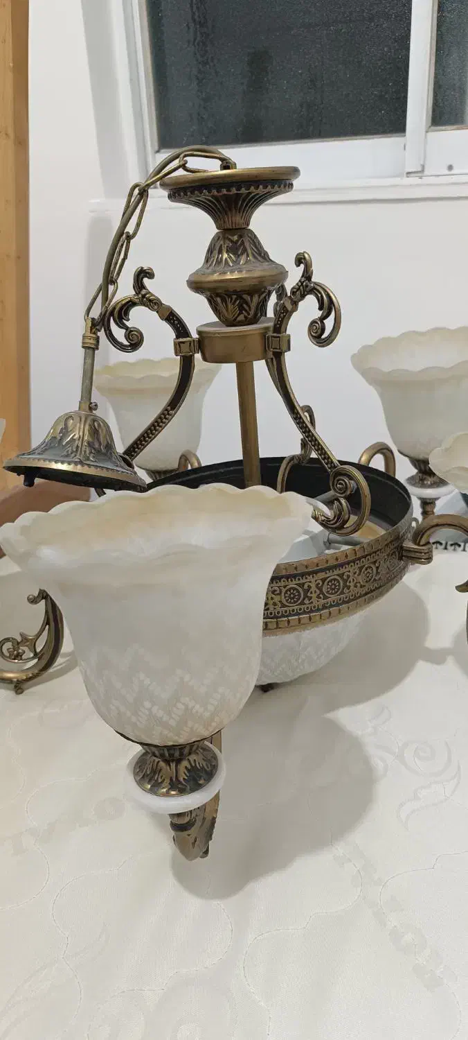 لوستر 5 شعله با دیوارکوب|لوستر و چراغ آویز|لاهیجان, شهرک جانبازان|دیوار