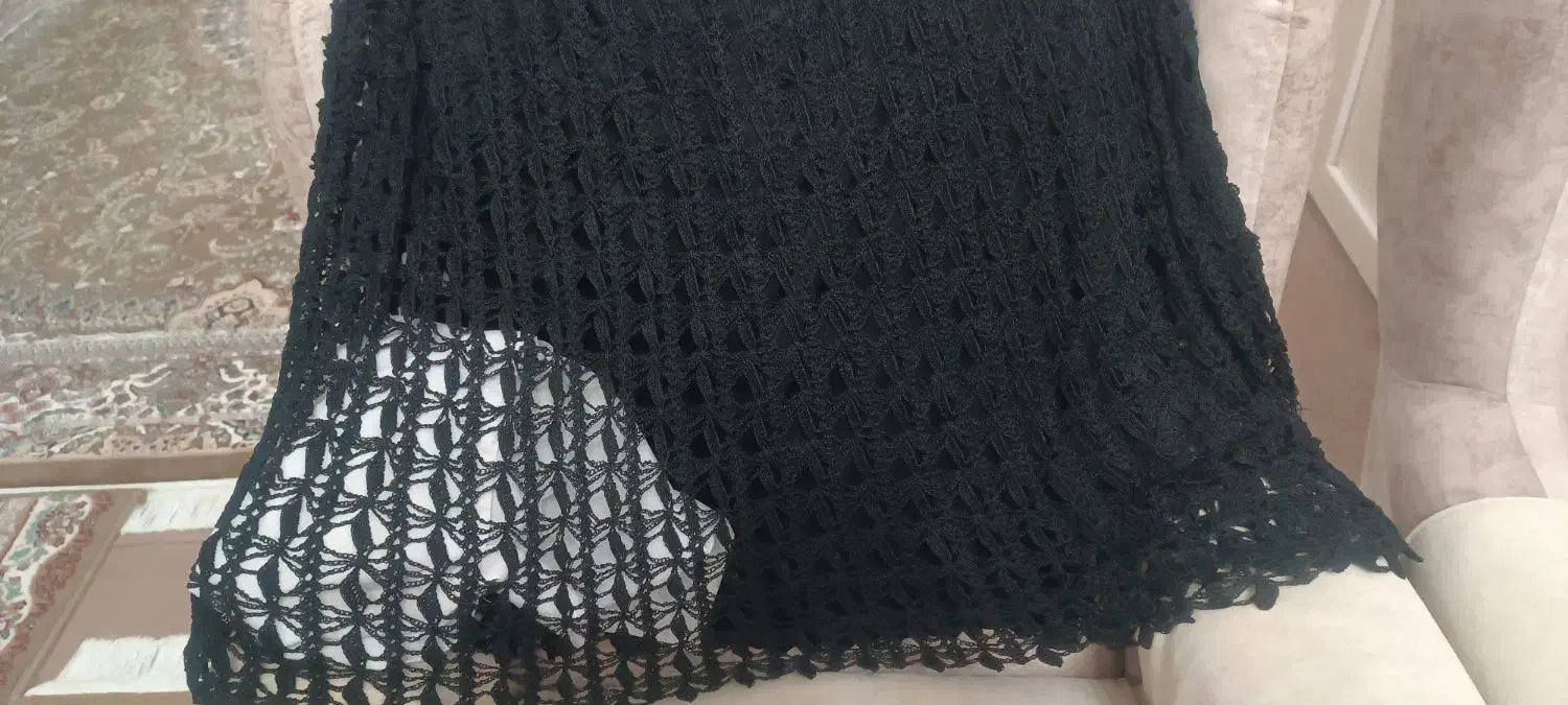 دامن مشکی ابریشم قلاب بافی زیبا|لباس|اصفهان, صائب|دیوار