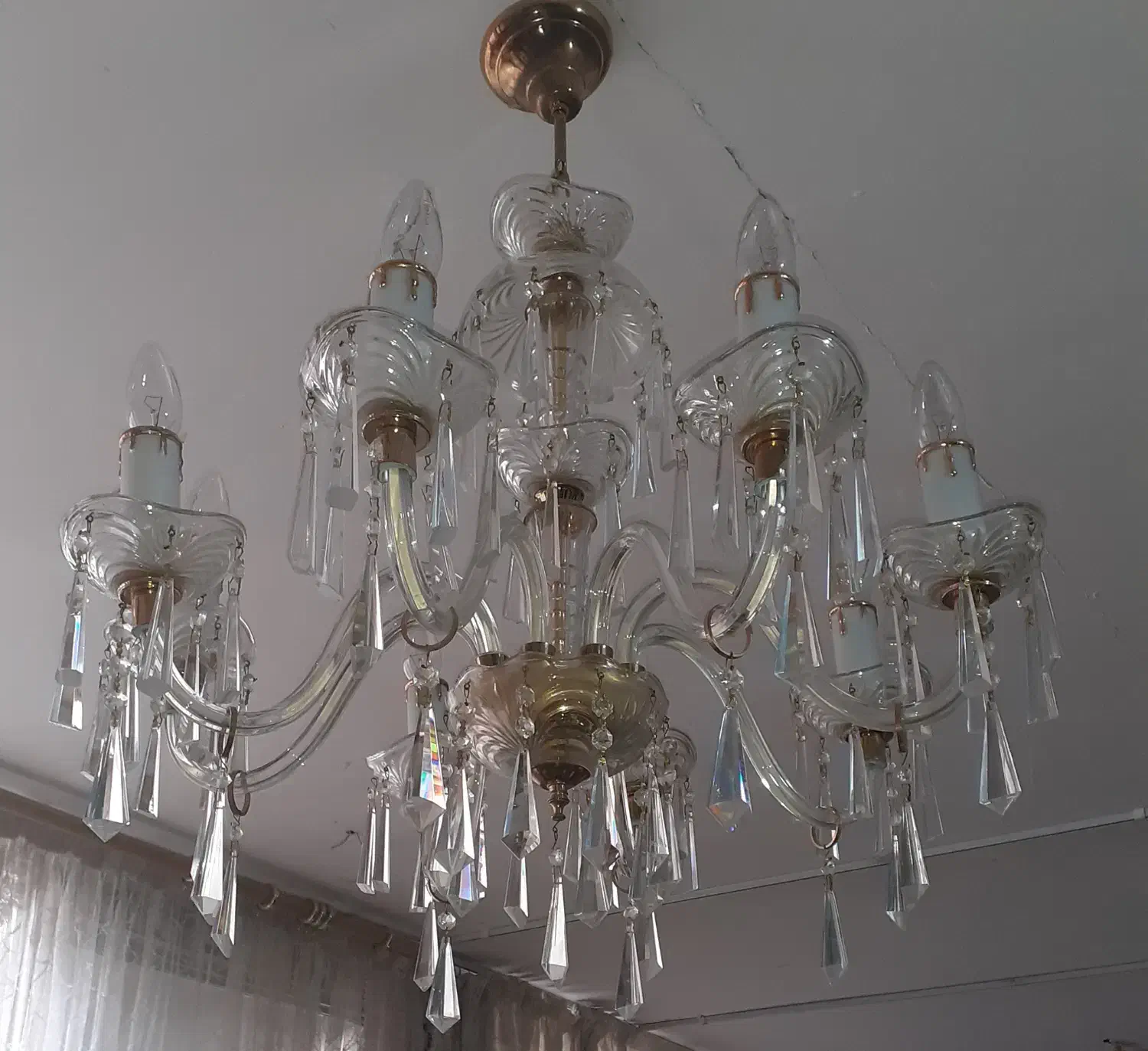 لوستر کریستال ۸ شعله|لوستر و چراغ آویز|اصفهان, شاهزید|دیوار