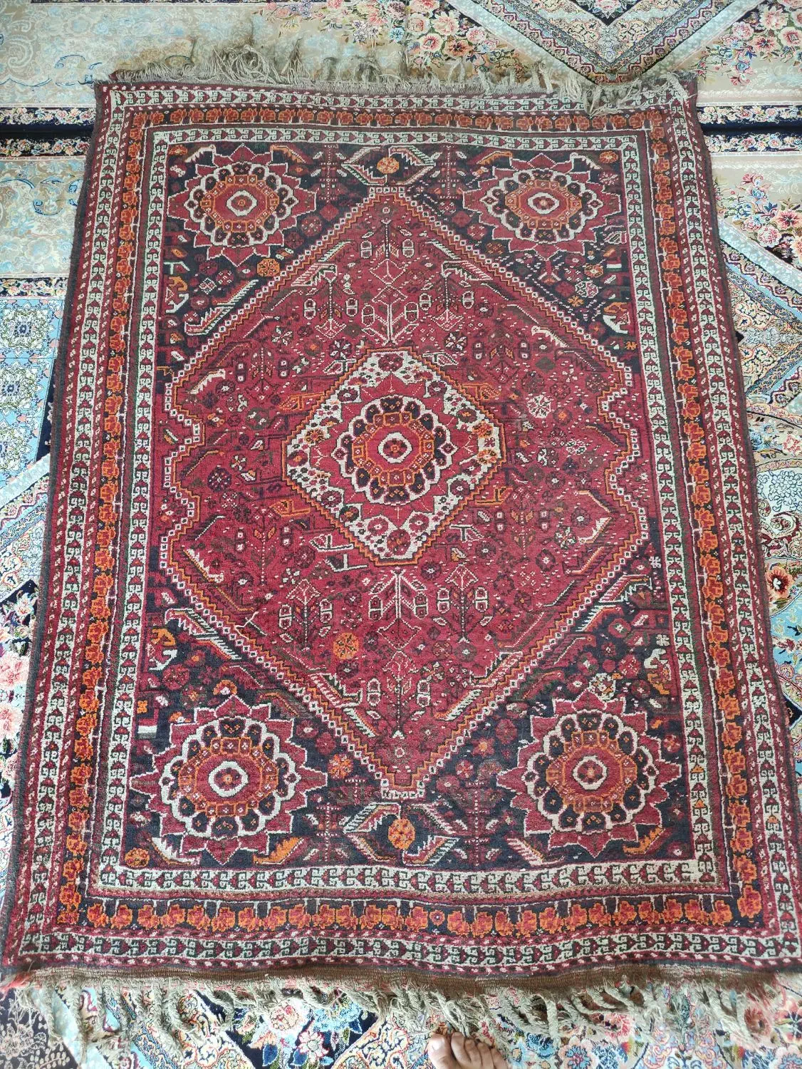 فرش دستباف قدیمی (طرح آباده)|فرش|شیراز, کوشک میدان|دیوار