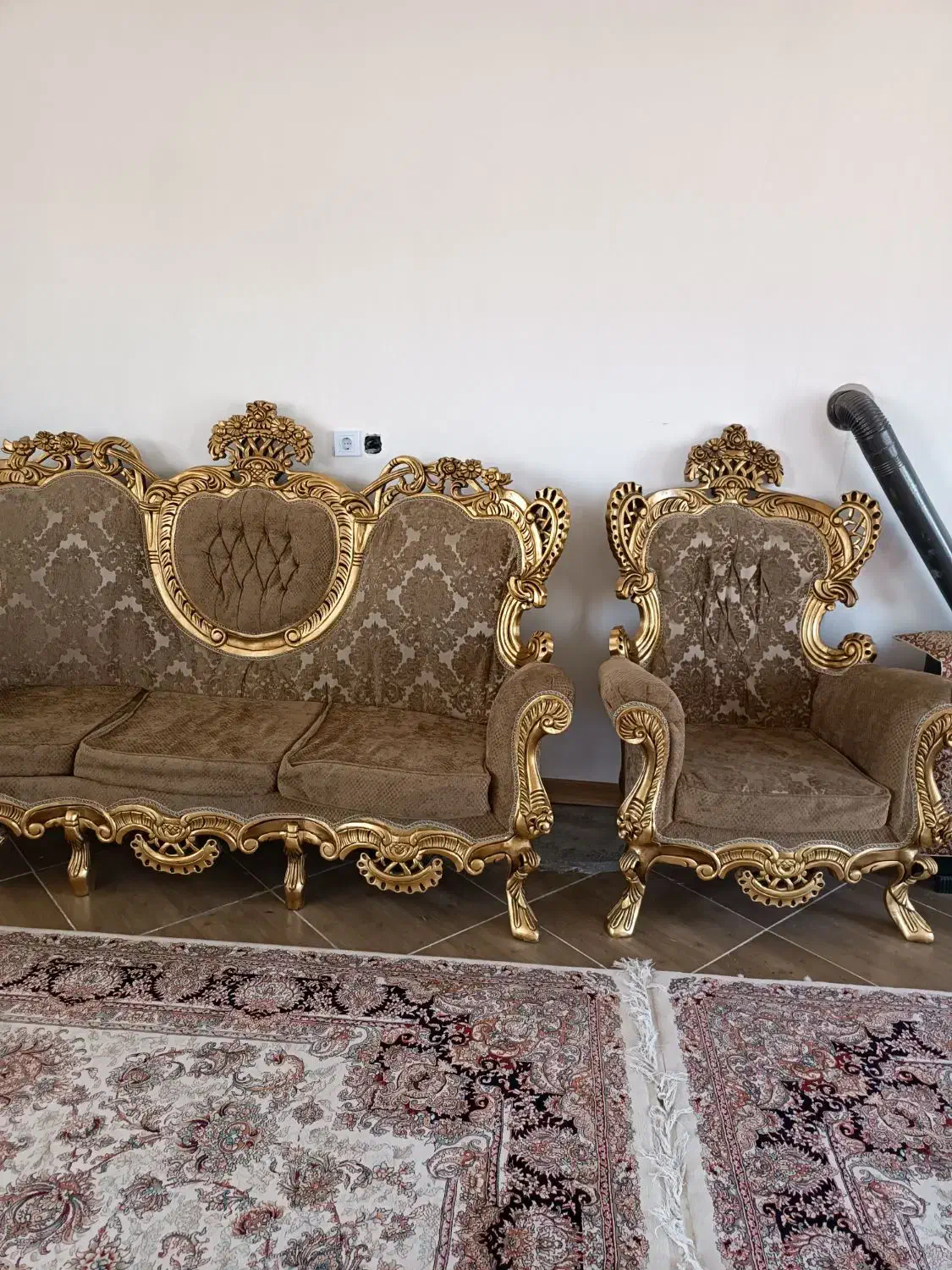 مبل استیل ۹ نفره با چون راش|مبلمان خانگی و میز عسلی|صحنه, |دیوار