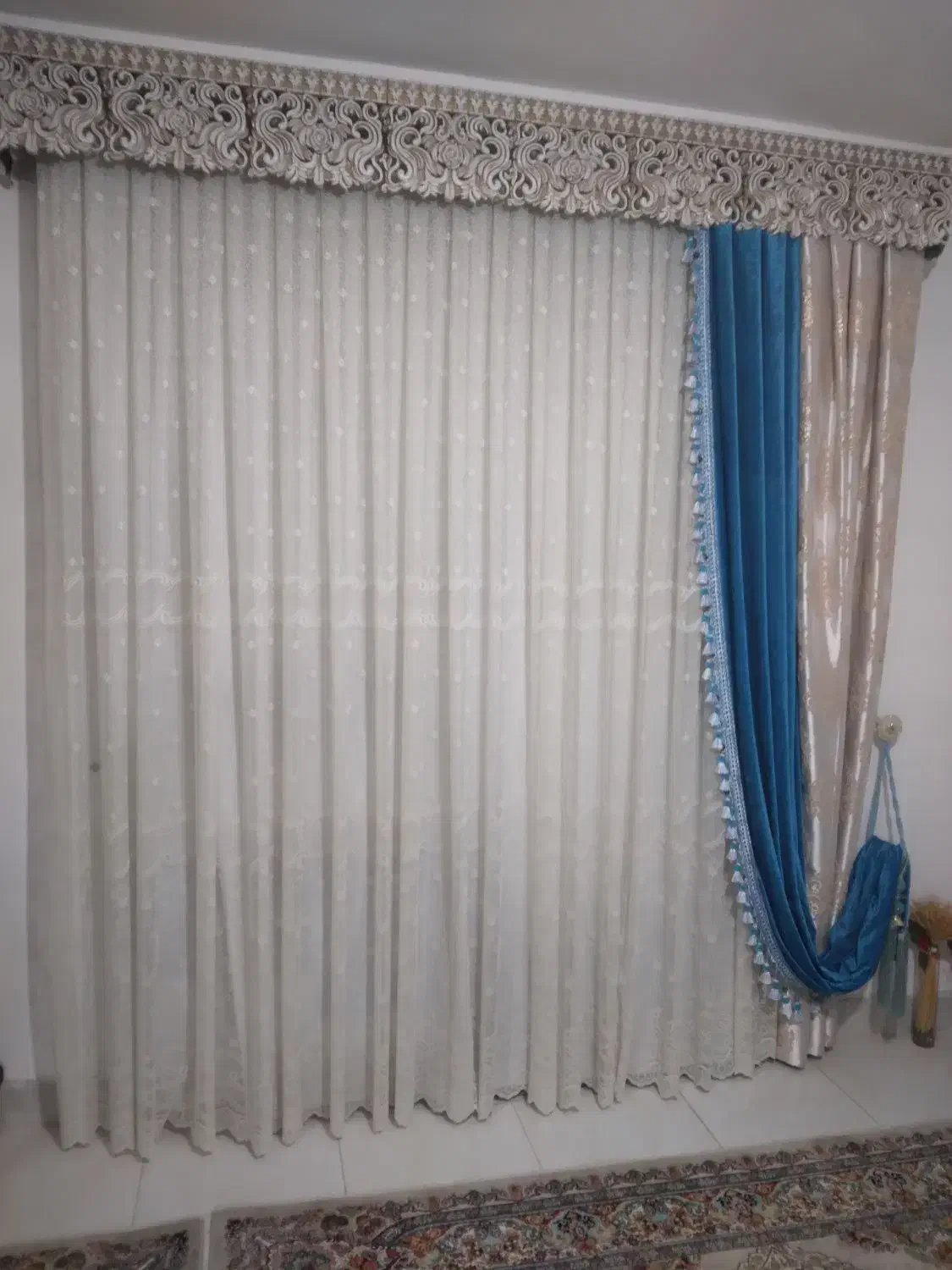 پرده پزیرایی ۲ عدد ۳تاهم پرده اتاق|پرده، رانر، رومیزی|محمدیه-قزوین, |دیوار