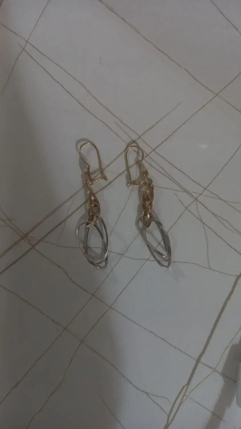 گوشواره زنجیری طلا بسیار شیک در حد نو، دو نیم گرم|جواهرات|رشت, فلسطین|دیوار