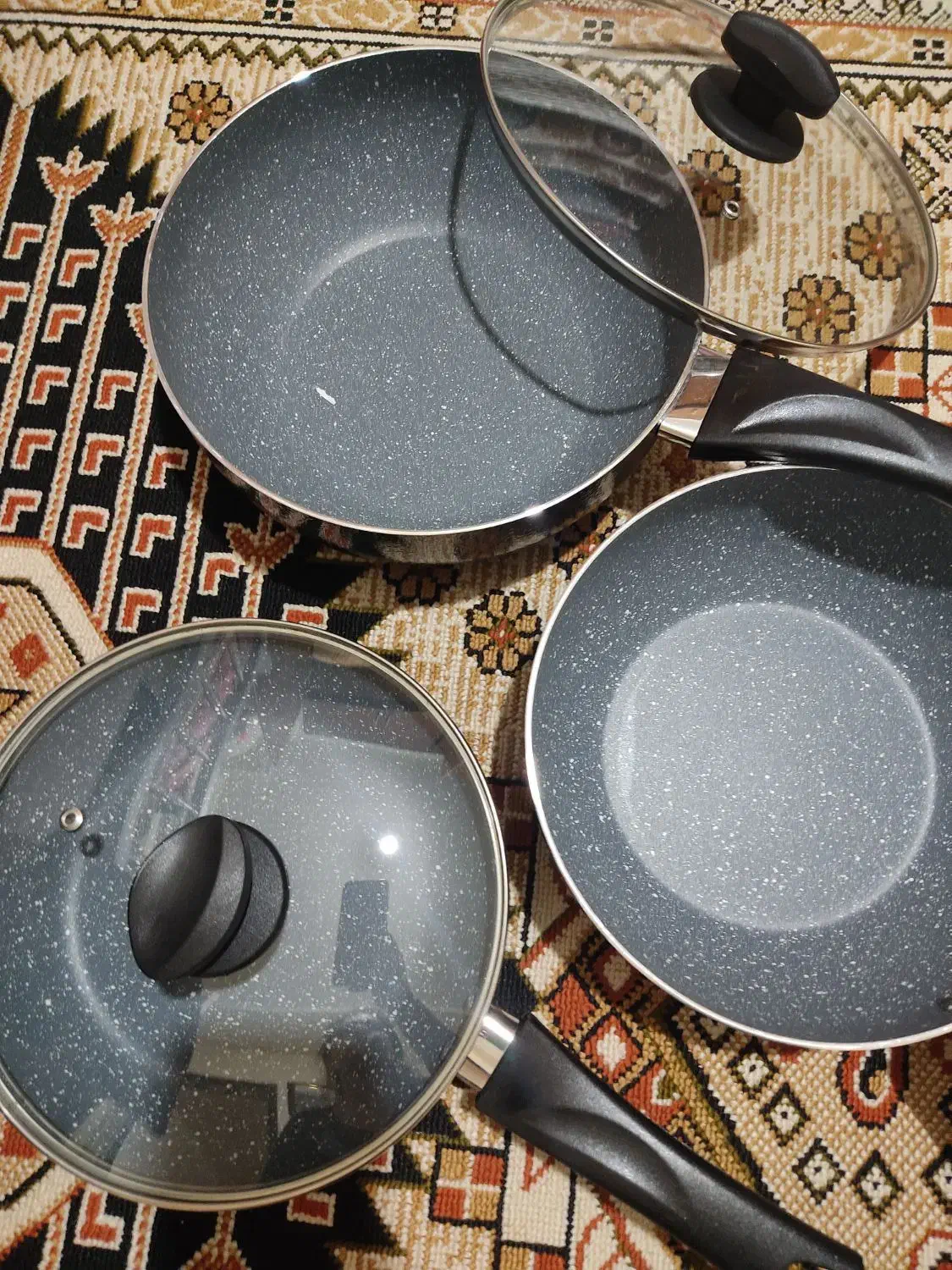 تابه دسته دار گرانیت تفلون عروس ۵ پارچه|ظروف پختوپز|الوند, |دیوار