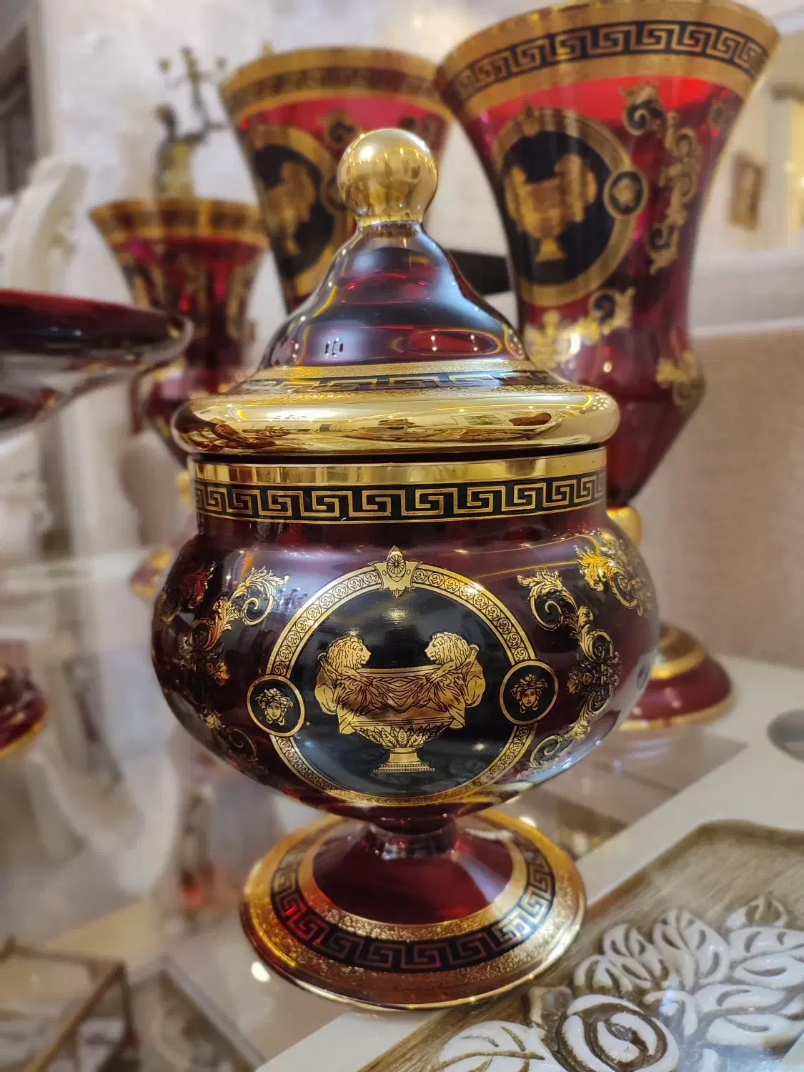 کریستال دکوری دوپوست اناری ورساچه نو جهیزیه|صنایع دستی و سایر لوازم تزئینی|تهران, پونک|دیوار