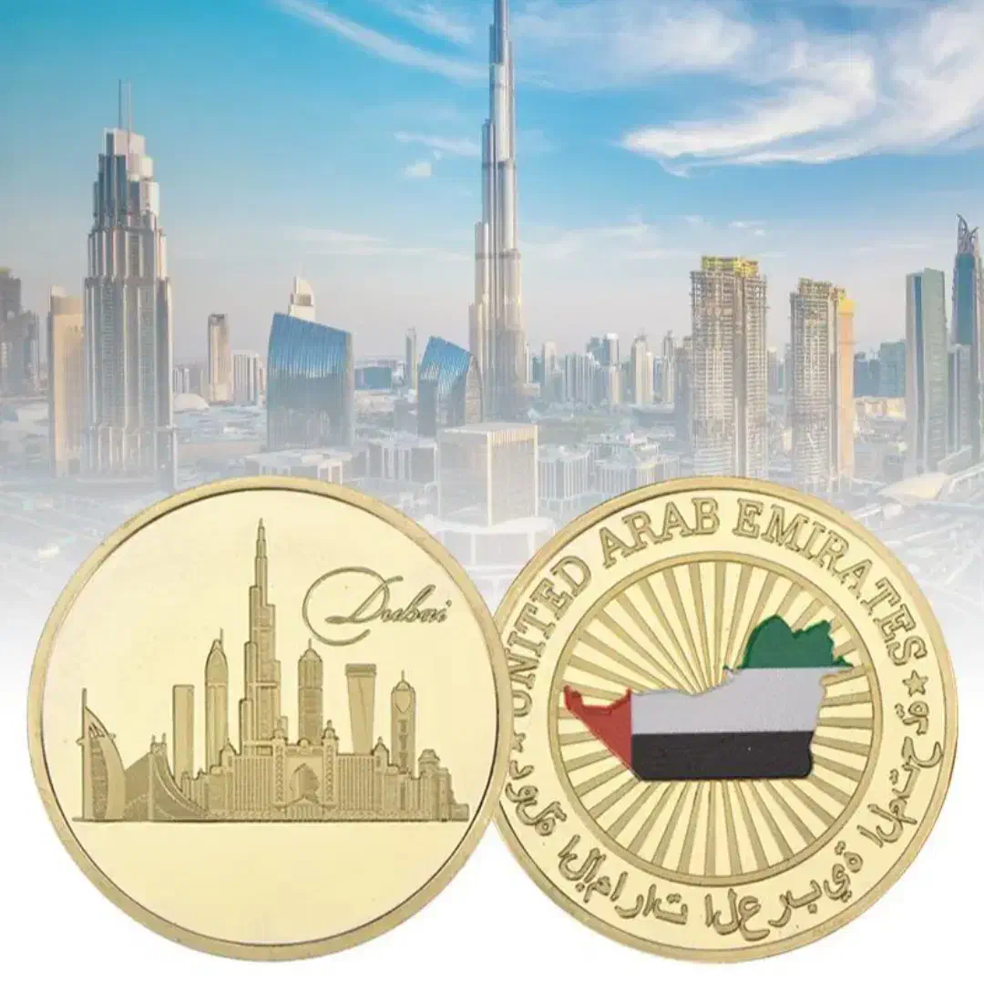 سکه یادبود دبی + ماکت برنزی برج خلیفه و برج العرب|کلکسیون سکه، تمبر، اسکناس|کرج, شهرک بنفشه|دیوار