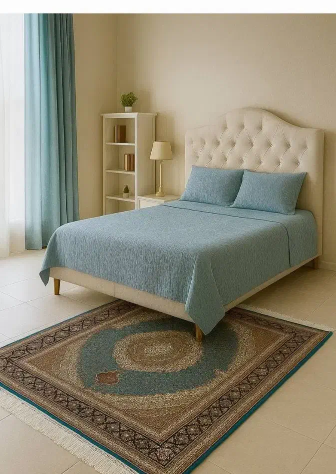 فرش دستباف ( بساک ) ۵۰ رج زیبا مرینوس تبریز|فرش|مشکیندشت, |دیوار