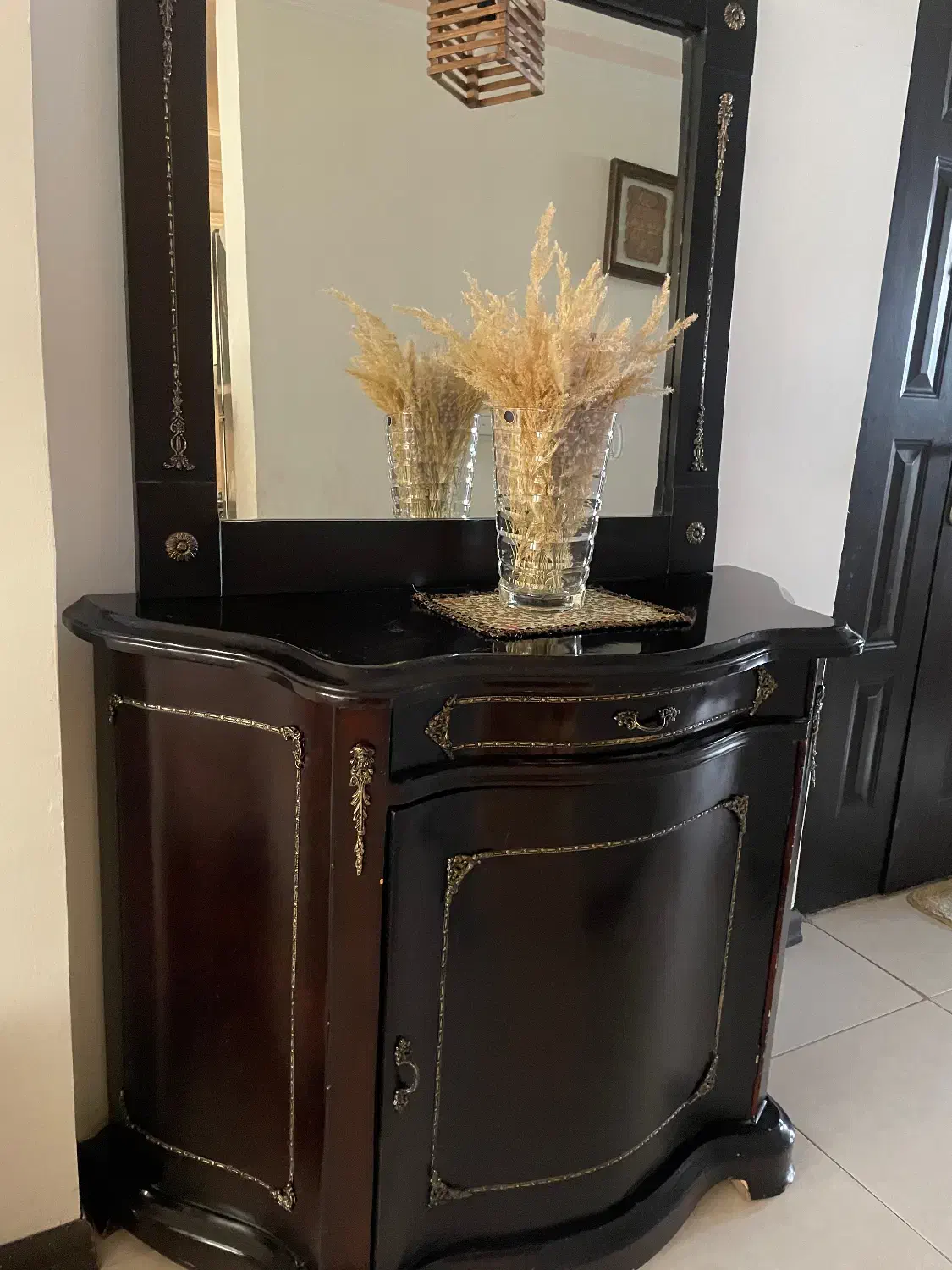 میز کنسول چوبی و میز قاشق و چنگال چوبی پایه دار|بوفه، ویترین، کنسول|بیرجند, |دیوار