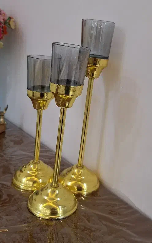 شمعدونی ۳ تایی جنس خوب و سالم|صنایع دستی و سایر لوازم تزئینی|مشکیندشت, |دیوار